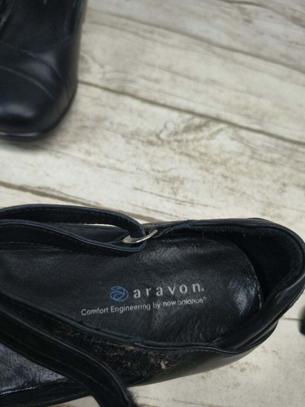 Aravon Black Leather Comfort Mary Jane Shoes Women’s Size 8 EE Extra Wide - Picture 8 of 11